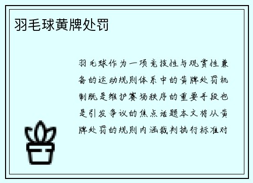 羽毛球黄牌处罚